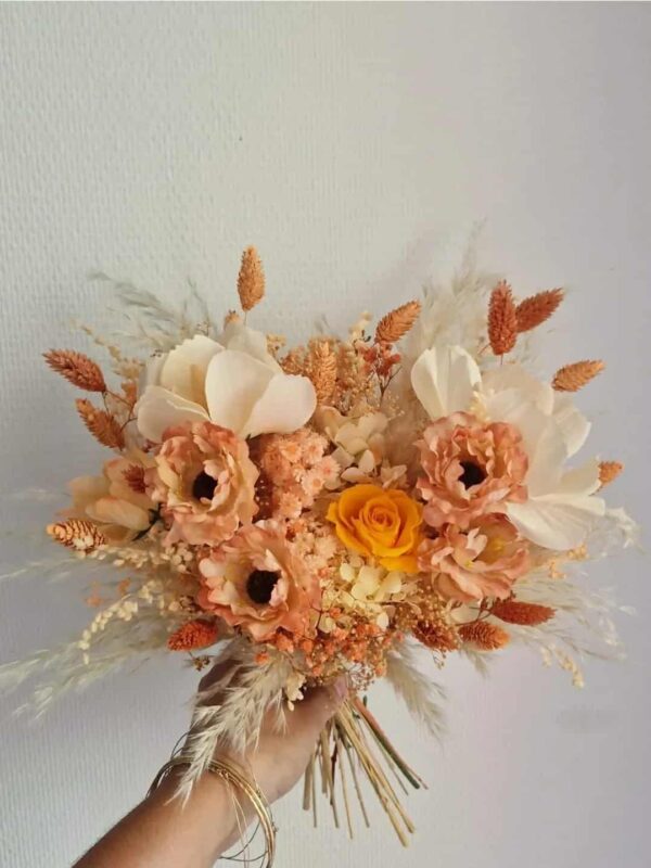 Bouquet de mariée en fleurs séchées sur mesure