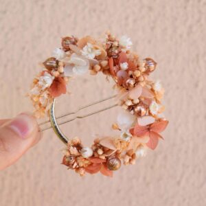 Barrette en fleurs séchées sur mesure