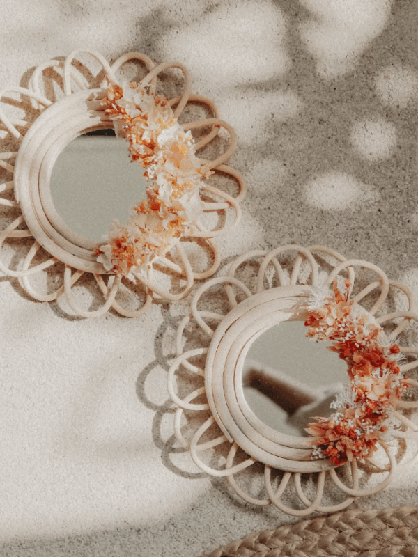 Miroir en rotin - Sur mesure
